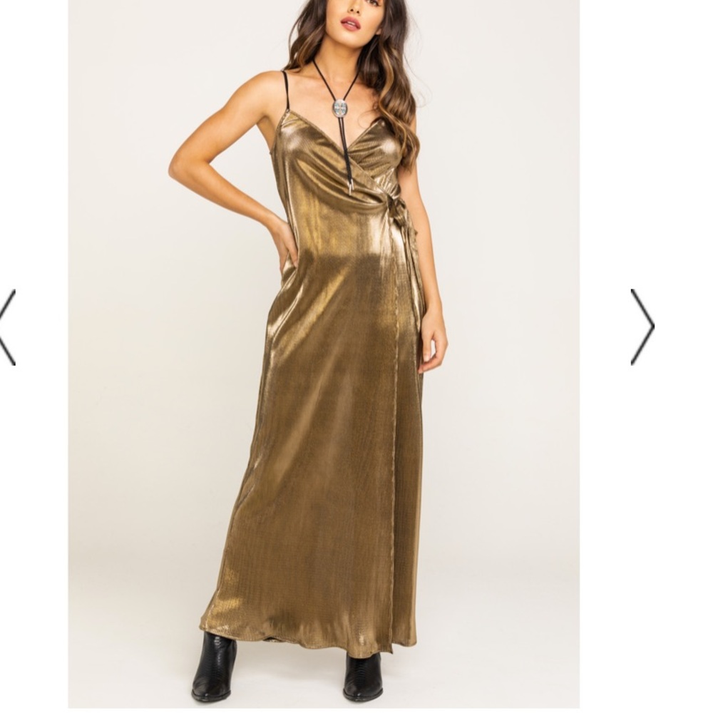 Show me your Mumu Jane Gold pleaded jumpsuit
